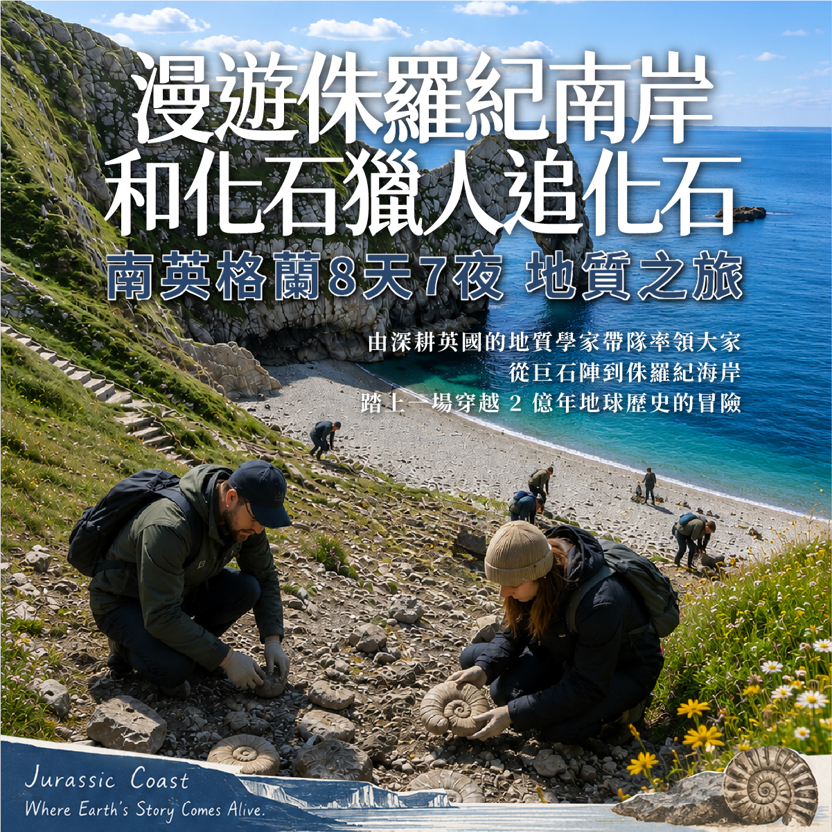 漫遊英國侏羅紀南岸 和化石獵人追化石 — 南英格蘭8天7夜地質之旅 — 7/28-8/4